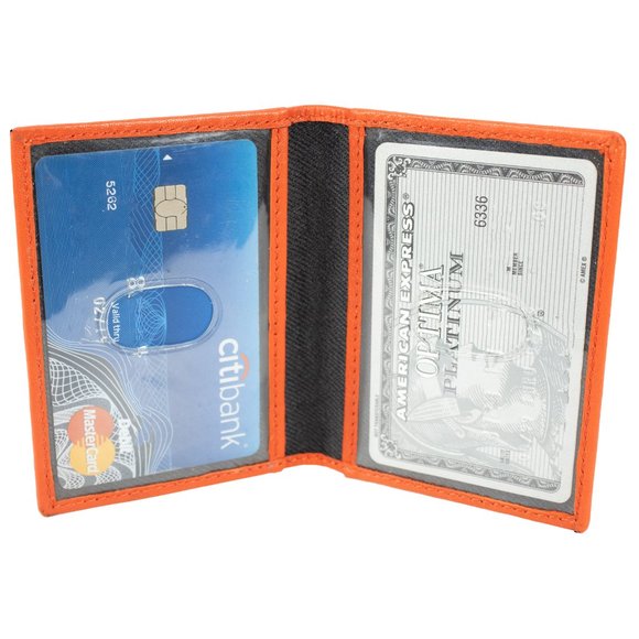 Men Genuine Leather Credit Card Case, ID Window Slim ID Holder - Picture 2 of 8
